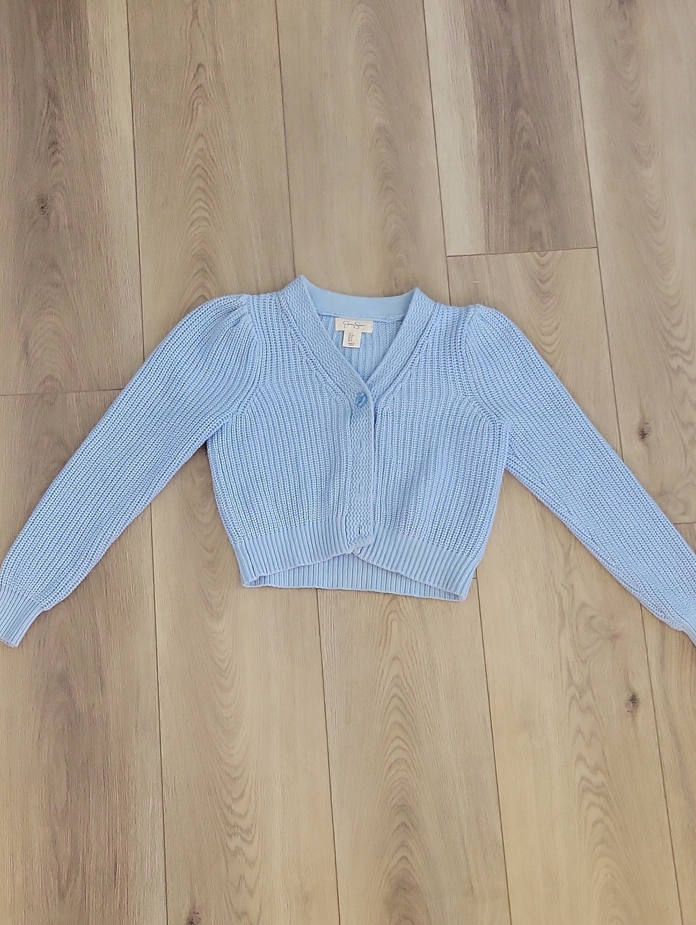 Jessica Simpson Pale Blue Cropped Knit Cardigan
